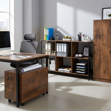 Industrial Shelf, 6-Tier, Metal Frame, Wood Finish