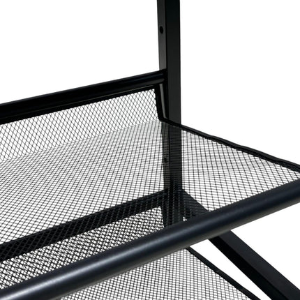 Industrial Shoe Rack – Iron Shelves, Wood-Effect Top