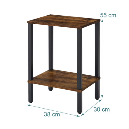 Industrial Side Table with 2 Shelves, Wood-Effect