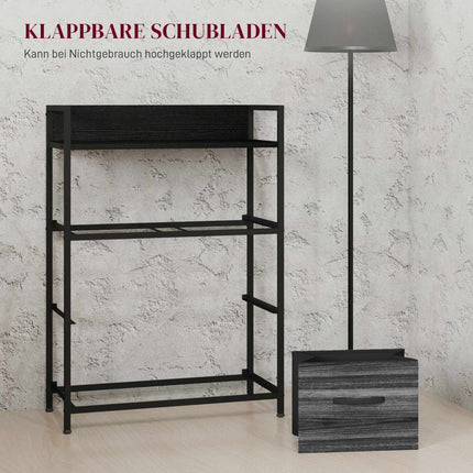 Industrial Sideboard with 4 Fabric Drawers, Black, 60x29x85cm
