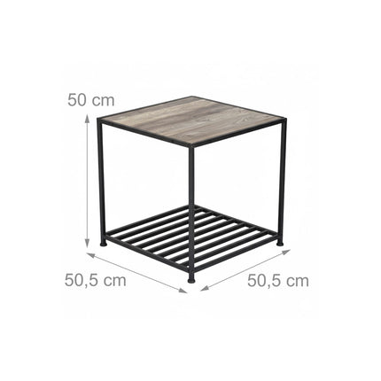 Industrial Square Side Table with Mesh Shelf