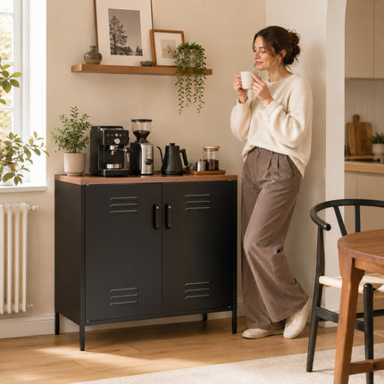 Industrial Steel Sideboard, 80x40x80 cm, Black