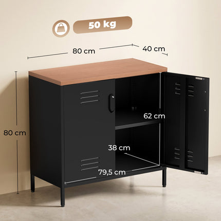 Industrial Steel Sideboard, 80x40x80 cm, Black