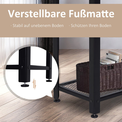 Industrial console table with metal grid shelf, 101x35x80 cm