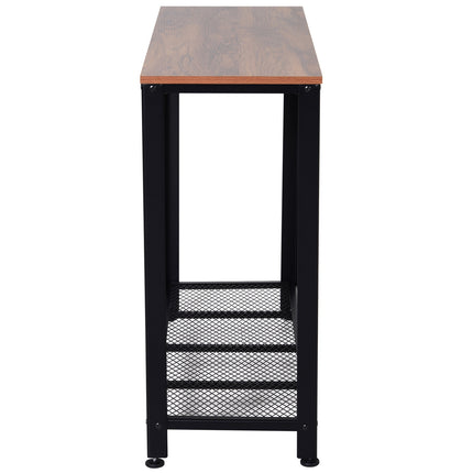 Industrial console table with metal grid shelf, 101x35x80 cm