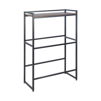 Industrial-Style Drink Crate Rack, 2-Tier, Black/Brown