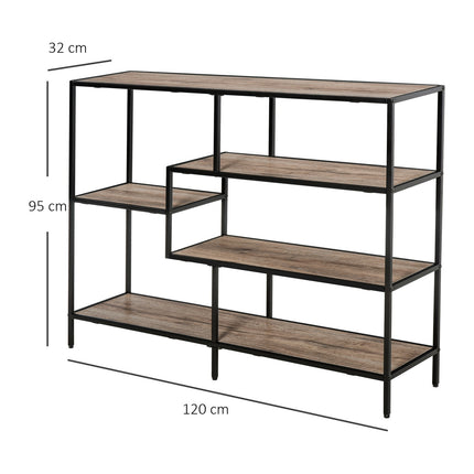 Bookshelf in industrial style, Black & Oak, 120x32x95 Cm