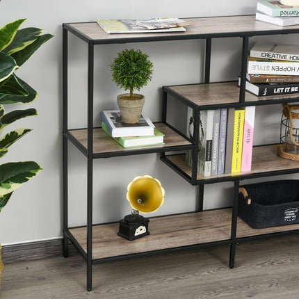 Bookshelf in industrial style, Black & Oak, 120x32x95 Cm