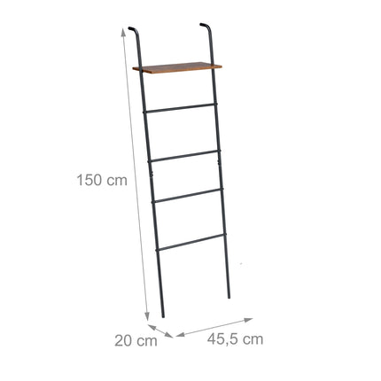 Industrial Towel Ladder Rack with Shelf, 4 Rungs