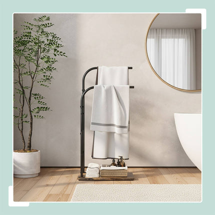 Industrial Towel Rack with Shelf – Freestanding, Space-Saving
