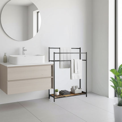 Industrial Towel Stand with Shelf – 3-Tier Hanging Space