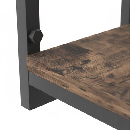 Industrial Wall Shelf, Metal and Wood, Floating Design