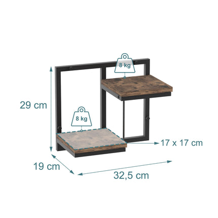 Industrial Wall Shelf, Metal and Wood, Floating Design