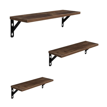 Industrial Wall Shelf Set – 3 Sizes, Wood & Steel