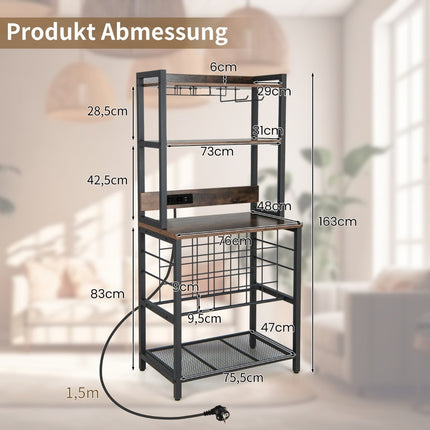 Industrial Wine Rack with Glass Holders, 24 Bottles, USB Ports