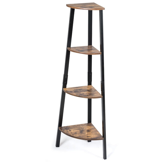 Industrial corner shelf plant shelf with 4 levels 34 x 34 x 124.5 cm brown + black