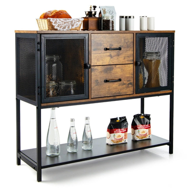 Industrieel multifunctioneel dressoir met 2 gaaskasten en 2 lades 100 x 35 x 85 cm