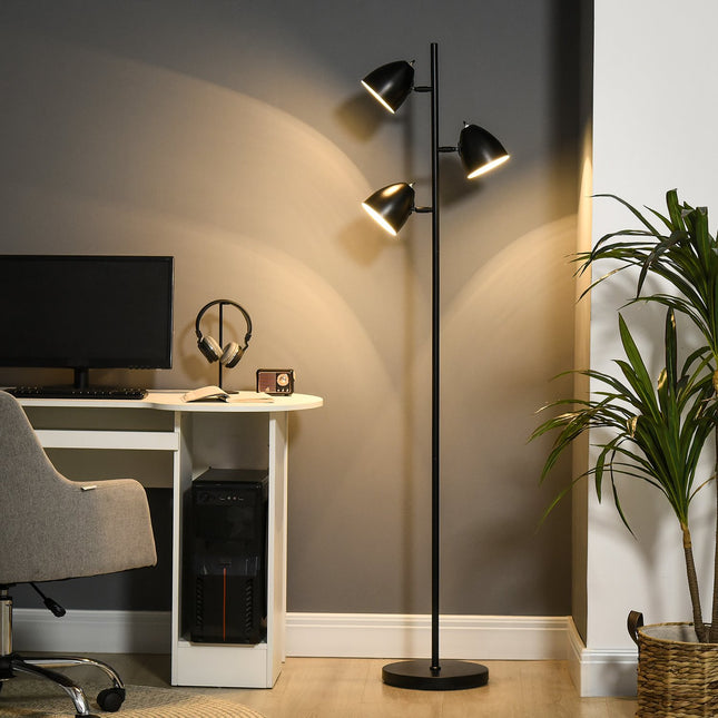Industrial floor lamp - Adjustable steel lampshades, black