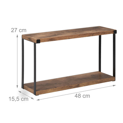Industrial wall shelf with 2 shelves