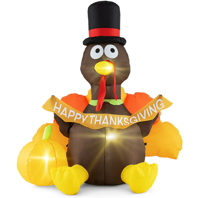 Inflatable 150cm Turkey with Pumpkin, LED Lights, Thanksgiving Decor
