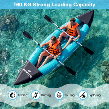 Inflatable 2-Person Kayak with Aluminum Paddles, Blue PVC