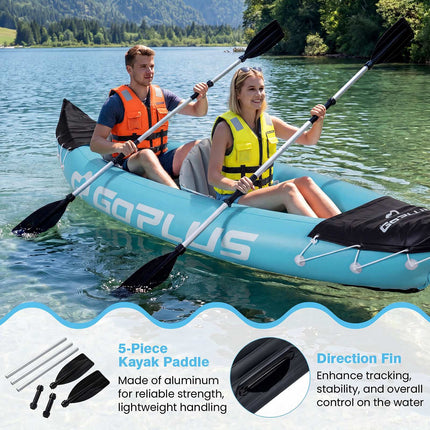 Inflatable 2-Person Kayak with Aluminum Paddles, Blue PVC