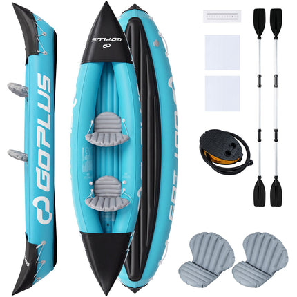 Inflatable 2-Person Kayak with Aluminum Paddles, Blue PVC