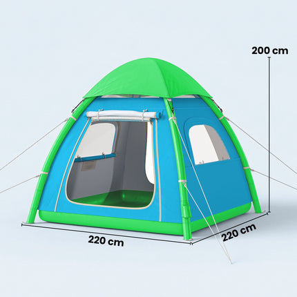 Inflatable 3-Person Camping Tent with Pump, Mesh Roof
