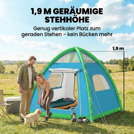 Inflatable 3-Person Camping Tent with Pump, Mesh Roof