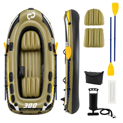 Inflatable 3-Person Fishing Raft Set with Oars & Pump