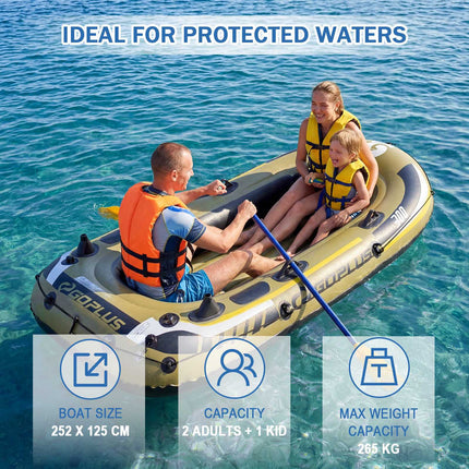 Inflatable 3-Person Fishing Raft Set with Oars & Pump