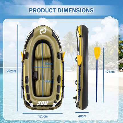 Inflatable 3-Person Fishing Raft Set with Oars & Pump