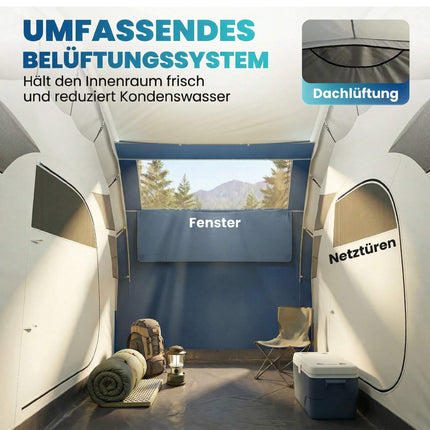 Inflatable 4-Person Tent, Quick Setup, 2 Bedrooms