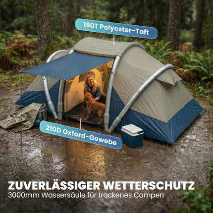 Inflatable 4-Person Tent, Quick Setup, 2 Bedrooms