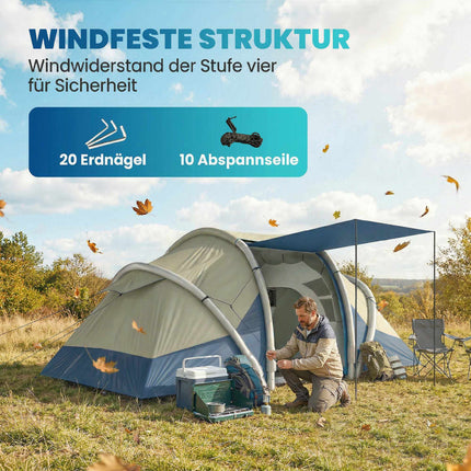 Inflatable 4-Person Tent, Quick Setup, 2 Bedrooms