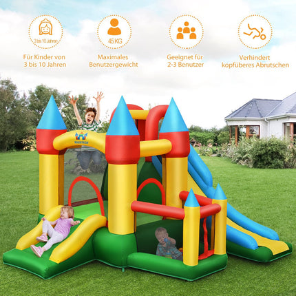 Inflatable Bounce House with 2 Slides & Blower, 330x300x210 cm
