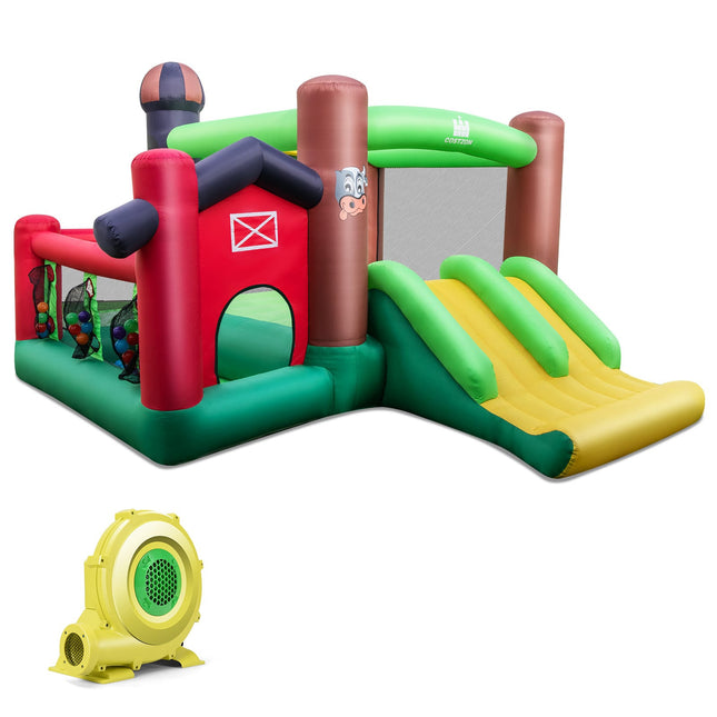 Inflatable Bounce House with Slide & Ball Pit, 356x330x220 cm