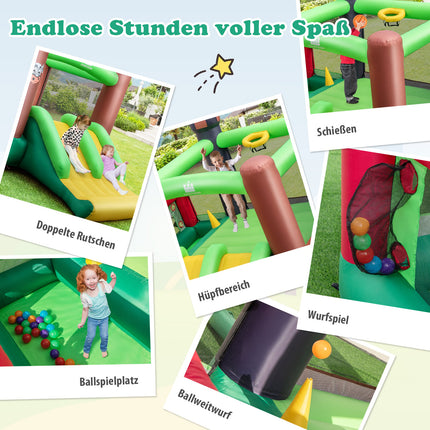 Inflatable Bounce House with Slide & Ball Pit, 356x330x220 cm