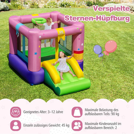 Inflatable Bounce House with Slide, Basketball Hoop, Repair Kit