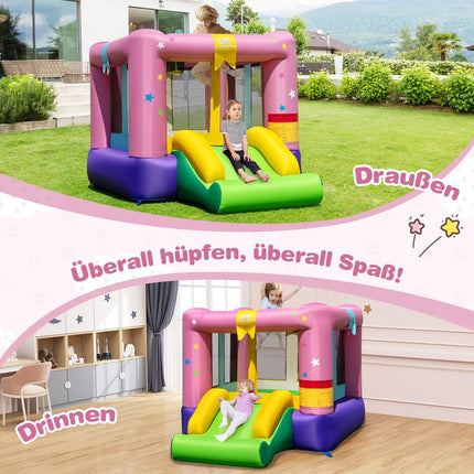 Inflatable Bounce House with Slide, Basketball Hoop, Repair Kit