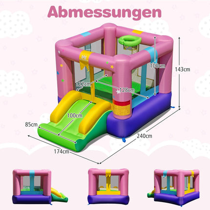 Inflatable Bounce House with Slide, Basketball Hoop, Repair Kit