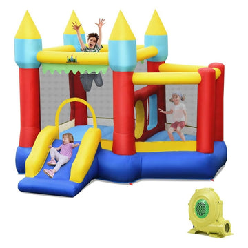 Inflatable Bounce House with Slide, Blower, Balls & Bag
