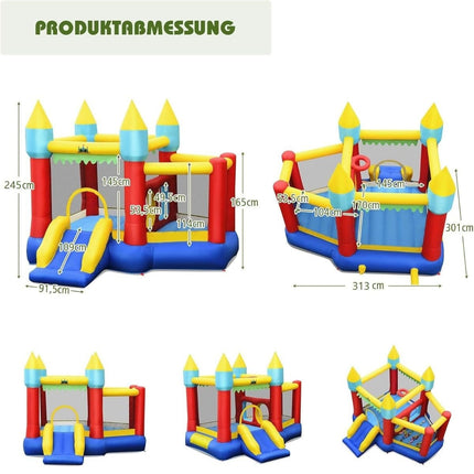 Inflatable Bounce House with Slide, Blower, Balls & Bag