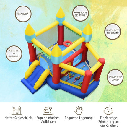 Inflatable Bounce House with Slide, Blower, Balls & Bag