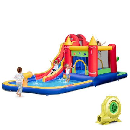 Inflatable Bounce House with Slide & Climbing Wall, 9-in-1