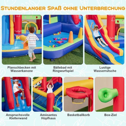 Inflatable Bounce House with Slide & Climbing Wall, 9-in-1