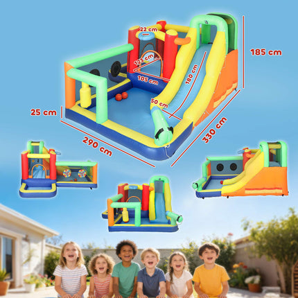 Inflatable Bounce House with Slide & Pool for Kids 3-8