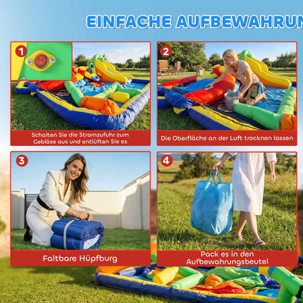 Inflatable Bounce House with Slide & Pool for Kids 3-8