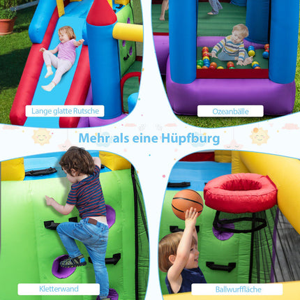 Inflatable Bounce House with Slide and Ball Pit, 5-in-1 Play Area