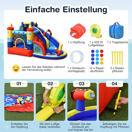 Inflatable Bounce House with Slide and Pool for Kids